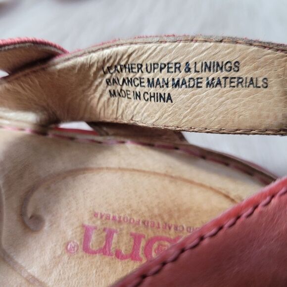 Born Elastic Strap Leather Sling Back Sandals Red Size 10 - Picture 8 of 9